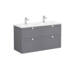 VitrA Root Classic Lavabo Dolabı, 120 cm, Dört Çekmeceli, Yuvarlak Lavabo, Mat Gri
