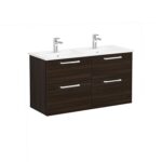 VitrA Root Flat Lavabo Dolabı, 120 cm, Dört Çekmeceli, Köşeli Lavabo, Ceviz - Görsel 3