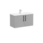 VitrA Root Flat Lavabo Dolabı, 100 cm, İki Kapaklı, Köşeli Lavabo, Mat Kaya Gri - Görsel 2