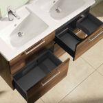 VitrA Root Flat Lavabo Dolabı, 120 cm, Dört Çekmeceli, Köşeli Lavabo, Ceviz - Görsel 4