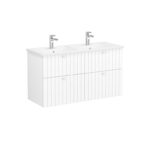 VitrA Root Groove Lavabo Dolabı, 120 cm, Dört Çekmeceli, Köşeli Lavabo, Mat Beyaz - Görsel 2