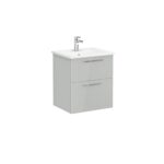 VitrA Root Flat Lavabo Dolabı, 60 cm, İki Çekmeceli, Köşeli Lavabo, Parlak İnci Grisi