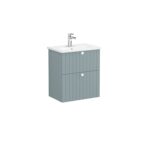 VitrA Root Groove Lavabo Dolabı, 60 cm, İki Çekmeceli, Dar, Yuvarlak Lavabo, Mat Fiyord Yeşili - Görsel 3