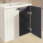 VitrA Root Groove Lavabo Dolabı, 60 cm, İki Kapaklı, Yuvarlak Lavabo, Mat Beyaz - Görsel 5