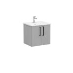 VitrA Root Flat Lavabo Dolabı, 60 cm, İki Kapaklı, Köşeli Lavabo, Mat Kaya Gri - Görsel 2