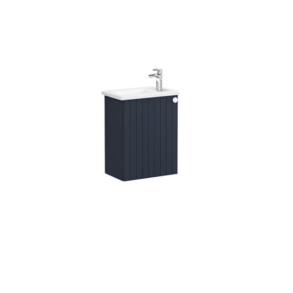 VitrA Root Groove Lavabo Dolabı, 45 cm, Bir Kapaklı, Dar, Köşeli Lavabo, Mat Lacivert, Sol