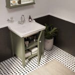 VitrA Valarte Neo Lavabo Dolabı, 65 cm, Bir Kapaklı, Etajerli Lavabolu, Üç Armatür Delikli, Retro Yeşil, Sol - Görsel 4