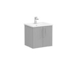 VitrA Root Flat Lavabo Dolabı, 60 cm, İki Kapaklı, Köşeli Lavabo, Mat Kaya Gri - Görsel 3