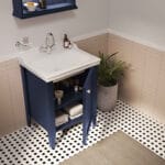 VitrA Valarte Neo Lavabo Dolabı, 65 cm, Bir Kapaklı, Etajerli Lavabolu, Üç Armatür Delikli, Çelik Mavisi, Sol - Görsel 4