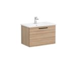 VitrA Root Flat Lavabo Dolabı, 80 cm, Bir Çekmeceli, Köşeli Lavabo, Doğal Meşe - Görsel 2