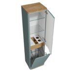 VitrA Sento Boy Dolabı, 40 cm, İki Kapaklı, Çamaşır Sepetli, Prizli, Mat Fiyord Yeşili, Sağ - Görsel 4
