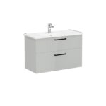VitrA Root Flat Lavabo Dolabı, 100 cm, İki Çekmeceli, Köşeli Lavabo, Parlak İnci Grisi - Görsel 3