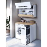 VitrA Sento Demonte Çamaşır Makinesi Ünitesi, 105 cm, Bir Çekmeceli, Çamaşır Sepetli, Mat Beyaz, Sol - Görsel 3